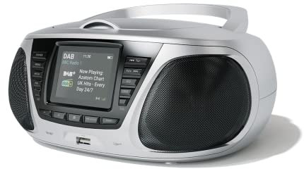 Portable CD Player with DAB/DAB+/FM Digital Radio | Bluetooth & USB MP3 Player | Large Display | Battery & Mains Powered (6x”C”) | Perfect for Home, Office or Outdoors | AZATOM Zenith Z4 (Silver)