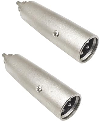 iYueMps XLR to RCA Adapter, RCA Male to XLR Male Connector Professional Metal Construction Jack Plug Converter(2 x RCA Male to XLR Male)
