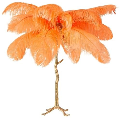 Casa Padrino Luxus Tischleuchte Palme Orange/Gold 75 x 75 x H. 80 cm - Moderne Tischlampe im Palmen Design - Luxus Leuchten - Luxus Qualität