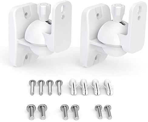 HomeMount Wall Mount Brackets - Universal Speaker Mounts, Bookshelf Speaker Kit, Supports Up to 8 lbs, 2 Pack, White