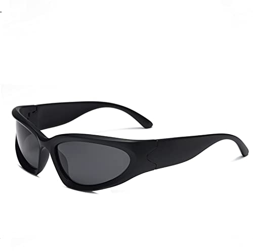 SHEEN KELLY Vintage Wrap Around Sonnenbrille für Herren Schwarz Polarisierte Sport-Sonnenbrille Silber Verspiegelte Outdoor-Reiterbrille
