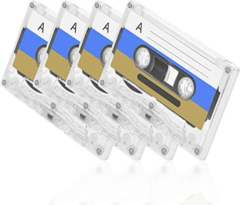 Tuklye Leere Audiokassetten, 4er Pack, Schwarz, 60 Minuten Magnetband, für Vorlesungen, Seminare und Alltägliche Aufnahmen