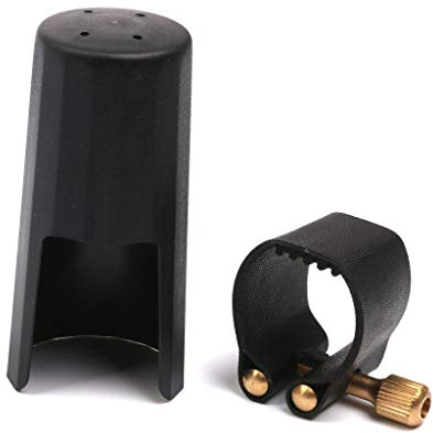 Kunststoff Klarinetten Mundstueck Abdeckkappe Mit PU-Blattschraube Schwarz