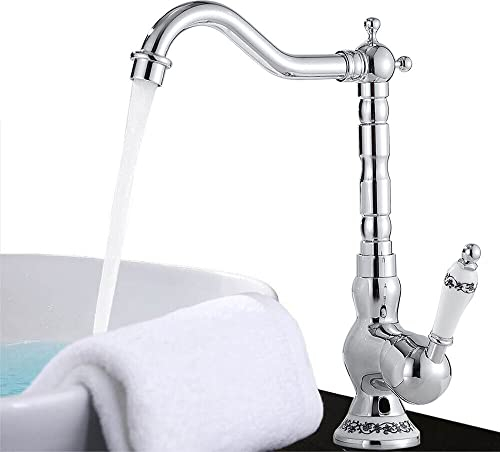 Robinet de salle de bain rétro nostalgique, mitigeur de cuisine, mitigeur vintage en laiton, argenté