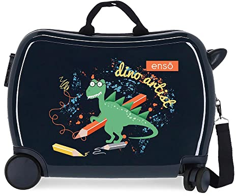 Enso Dino artist Multicolor Kinderkoffer 50 x 38 x 20 cm starres ABS seitliches Zahlenschloss 34 l 1,8 kg 4 Rollen Handgepäck
