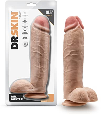 Blush Novelties Dr. Skin 10,5 Zoll langer 2,5 Zoll dicker realistischer Dildo mit Saugnapfbasis und Hoden – weicher, echter Penis in Pferdegröße – Sexspielzeug für Frauen, Männer, Paare und Erwachsene