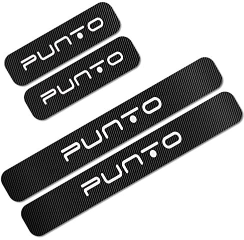 EAGLEG 4 Pezzi Adesivi Battitacco in Fibra Carbonio Auto, per Fi-at 500 Panda Punto Tipo Abarth, Esterno Battitacco Protezione Plates Anti-Graffio Scuff, Car Styling Decorativi Accessori, Punto 2