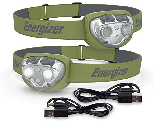 Energizer Kopftaschenlampe, Vision Ultra HD wiederaufladbare Stirnlampe mit 400 Lumen, IPX4 wasserdicht, robuste Konstruktion mit bruchsicherer Linse, helles LED-Licht mit wiederaufladbarem Akku