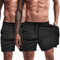 Agilelin Herren Sporthose,Training Kurze mit Tasche,Quick Dry Laufhose (Schwarz*2/2XL)