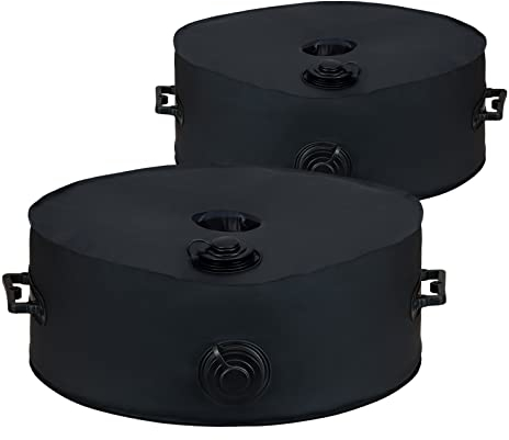 RELEDESA 2Pcs Bolsa de Peso para Sombrilla Agua de llenado hasta 23 kg, Base Peso Sombrilla poliéster 1000D con 2 Asas duraderas, diámetro 8 cm para Tienda de campaña, compensación, voladizo (Negro)