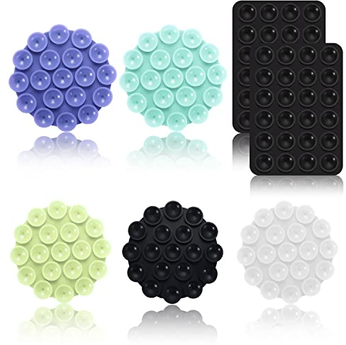7 Stück Silikon Saugnapf Handyhalter, Vielseitig Einsetzbar Selbstklebende Saugnapf Handyhülle Handy Saugnapfhalterung Saugnapfmatte für Mobile Stromversorgung Handys (2 Stile)