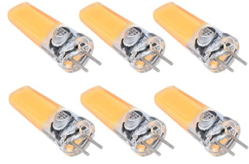 Tnfeeon Lampadina LED GY6.35, 5W COB, Luce Bianca Calda, 6 Pezzi, per Lampadari, Plafoniere, Lampade da Parete e Tavolo