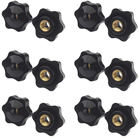 WUDQIJI Sterngriffmutter Stern Muttern 12 Stück M10 × 38 MM Innengewinde Klemmknopf Griffmuttern Rändelmutter Klemmmutter Durch Loch Star Kopf für Maschinen Industrie Elektronischen Geräten (M10)