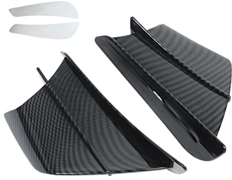1 Paar Motorrad-Winglets, Universelle Aerodynamische Front-Winglets, Verkleidungsflügelabdeckung Im Kohlefaser-Stil, ABS-Winglet-Kit, Passend für Faser-Seitenverkleidungen