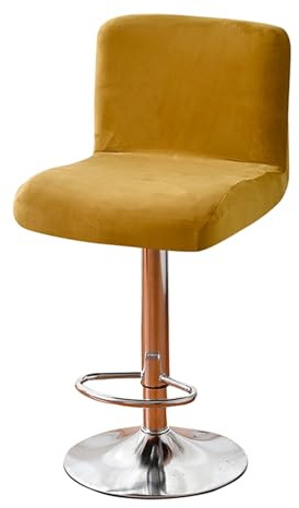 GUYIRT Bar Stuhlhussen Samt, 2 4 6 Stück Drehgelenk Hussen Für Barhocker, Waschbarer Schonbezug Für Stühle Mit Kurzer Rückenlehne-Gelb-2er-Set