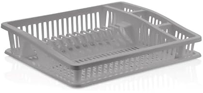 Abtropfgestell Schwarz & Weiß I Küchenhelfer Abtropfständer für Geschirr + Besteck + Gläser - Teller I Größe ca 46 x 37 cm I Abtropfgitter I Spülmaschinengeeignet (1 Etage weiß)