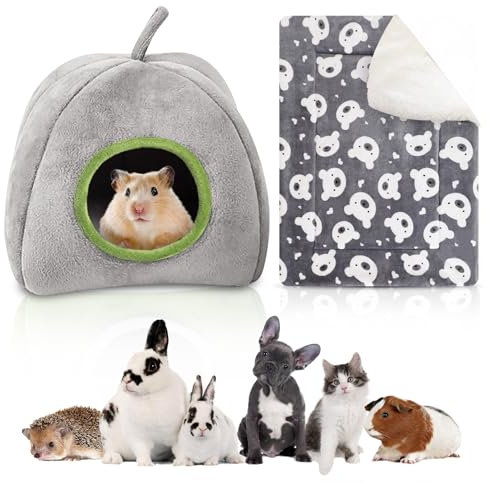 Lit Cochon D'inde, Cabane Cochon D'inde, Maison Cochon D'inde Avec Coussin Maison D'hiver Pour Petits Animaux Cochon D'inde Accessoire Pour Hamsters, Petits Animaux, Lézard, Chinchilla (Gris)