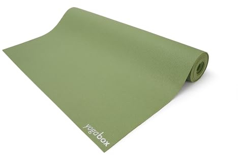 Yogabox Studio Yogamatte PREMIUM - 200 cm x 80 cm x 4.5 mm (LxBxH) - Fitnessmatte, Pilatesmatte, Gymnastikmatte - OEKO TEX 100 P1 - Made in Germany, Olivgrün
