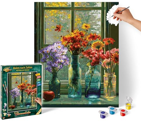 Schipper 609130905 Malen nach Zahlen – Blumenliebe - Bilder malen für Erwachsene, inklusive Pinsel und Acrylfarben, 40 x 50 cm
