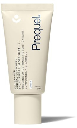 Prequel Skin Sun Barrier Mineral Sunscreen SPF 50. PA++++ Broad Spectrum Zinc Oxide Sunblock with Semi-Transparent Lightweight Texture. Moisturizing UV Defense for Face. Travel Size, 1.7oz