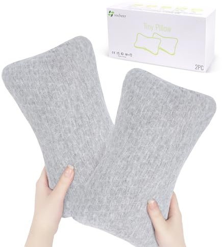 vocheer Kleine Kissen zum Schlafen, 27,9 x 17,8 cm, Mini-Reisekissen, winzige Kissen für Nacken, Handgelenk, Lendenwirbelsäule und Knie, Haustierkissen, Baumwolle, maschinenwaschbar, Hellgrau, 2 Stück