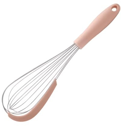 Ergonomischer Edelstahl-Schneebesen mit Silikonschaber, 33 cm (rosa)