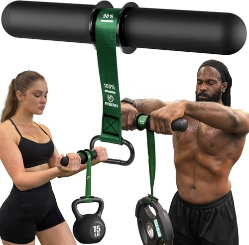 FitBeast Unterarmtrainer & Unterarmtrainer, Handgelenkroller mit dickerem Griff, Unterarmkrafttrainer mit verstellbarem Gurt - ideal für Griffkraft, Muskelaufbau, Rehabilitation (Grün)