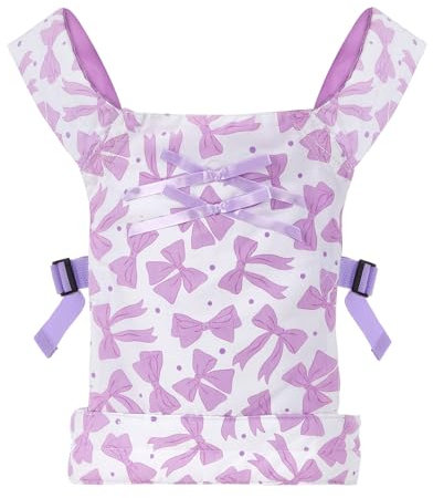 Lictin Porte Bébé Poupée 100% Coton - Accessoires Poupée pour Filles, Ajustable et Confortable, Porte Poupon Enfant Ergonomique, Accessoires Pour Poupées (Nœud Violet)