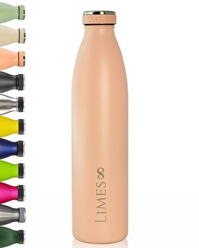 Limes 8 Thermosflasche Edelstahl 1L [HEIß & KALT] – 5-fach vakuumisolierte Trinkflasche – Auslaufsichere & kohlensäuregeeignete Isolierflasche für Alltag, Sport & Outdoor (12h warm, 24h kalt) - Nude