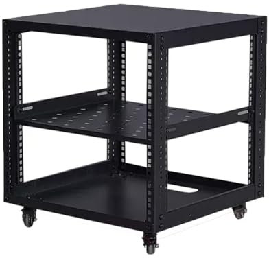 ZIUSFAC Mobiles Open Frame Serverrack Bodenmontage Server-Rack Mit Rädern Stereo Regal Medienständer Rollender Rack Für Computer/AV/Daten/IT Geräte(50x47.7x45cm/19.6x18.7x17.7in)