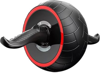 WOONEKY Bauchmuskeltrainer Rolle Trainingsrolle Fitnessgerät für Core Stärkung Oberkörper Training Schwarz Kunststoff