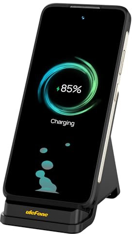 Ulefone 50 W Wireless Flash Charging Stand, Air-Cooled, Safe Fast Charging with Dual Coil Design, Qi Certified, Efficient Cooling and Quiet Heat Dissipation for Armor 23 Ultra