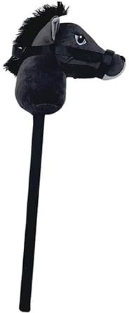 Steckenpferd mit Soundeffekten, lustiges, robustes Steckenpferd mit Musik, Tier-Steckenpferd für Jungen und Mädchen ab 3 Jahren, Black B