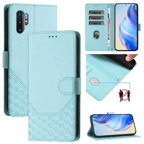 Galafu Hülle für Samsung Galaxy Note 10 Plus Hülle, PU Leder Handyhülle mit RFID Schutz, Tasche Magnet Schutzhülle mit Standfunktion für Samsung Note 10 Plus, Hellgrün