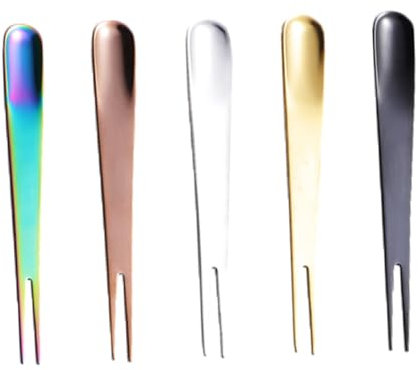 Garneck 5piezas Tenedores Aperitivos Puntas Acero Inoxidable Colores Surtidos Para Frutas Postres y Cócteles Fiestas Bares y Hoteles