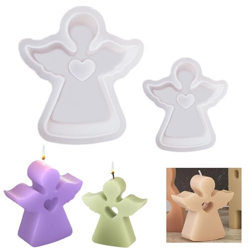 RHQFDM 2 Pezzi Stampi in Silicone a Forma di Angelo,Stampo per Angeli di Pasqua,Angelo Stampo Candela,Stampi per Candele Fai da te Riutilizzabili,Per l'artigianato Fatto in Casa