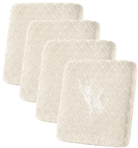 SHANNA Sofa Seat Cushion Slipcovers: 4Pcs Modern Jacquard Couch Cushion Cover Waterproof Patio Cushions Latest Couch Cushion Slipcovers Suitable for Armchair, Sofa Seat Slipcover (Beige)