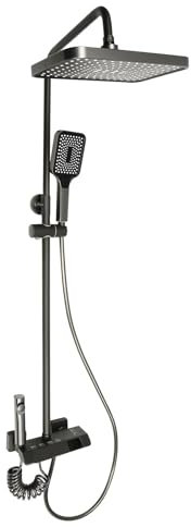 Colonne De Douche Thermostatique Ensemble De Douche Mitigeur Baignoire Avec Affichage LED Et Douche à Main Système De Douche,3 Modes Ensemble De Douche Mitigeur Baignoire,Pour Chambres, Hôtels (Gris)