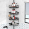 Kegii Etagere Douche Telescopique - Etagere Douche Angle Etagere Angle Salle de Bain Etagere de Douche Sans Percage Support Savon Crochet Douche(Noir, Inox)