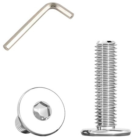 Viti a Testa Piatta M6 X 20 con Esagono Incassato, viti Brugola Testa Bombata con Flangia, Acciaio Inox A2 V2A Viti (30 Pezzi)