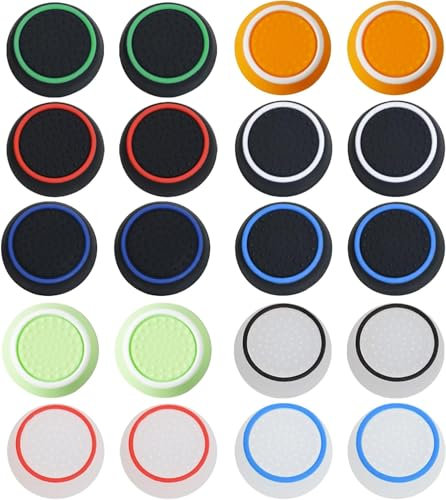 Heyumybit Thumbstick Grip Caps,20 PCS Colorful Silicone Thumb Grip Cap Cover Controller Sticks,Joystick Controller Performance Replacement Thumb Grips Compatible with PS5 PS4 Xbox 360