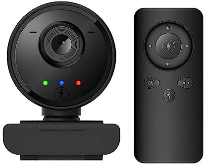 MKHFP Streaming Webcam, Webcam 1080P AI Humanoid Auto Tracking Web Camera With Remote Control Microphone USB Web Cam For PC Computer Laptop Mini Camera(Nero)