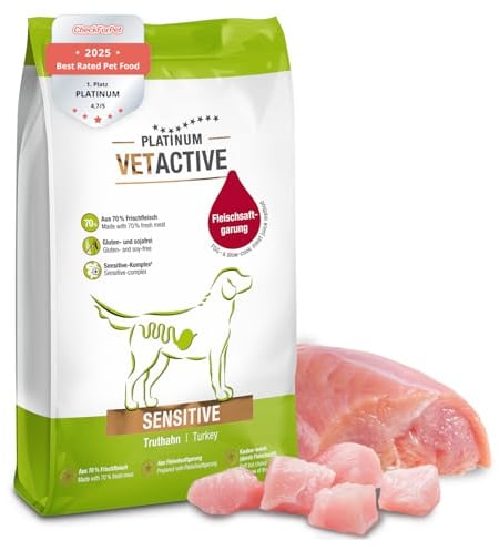 PLATINUM - Hundefutter VETACTIVE Sensitive aus FSG - 5 kg, trocken | Saftiges Trockenfutter aus Frischfleisch für sensible Hunde - glutenfrei - verträglich - leicht verdaulich