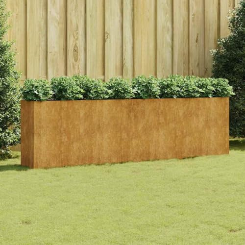Raised Bed 280 x 40 x 80 cm Corten Steel, Rusty Metal Plant Pot for Garden, Outdoor Vegetable Flowers, Durable Steel Bed with Support Brackets