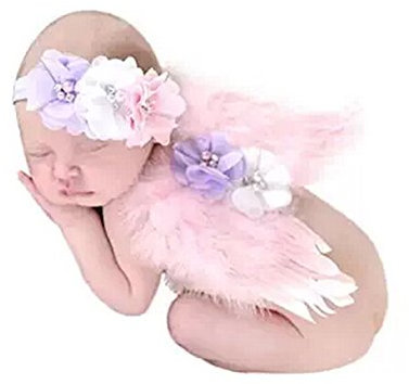 HugeStore Baby Photography Props Newborn Angel Feather Wings Headband Photo Props for Girls Pink