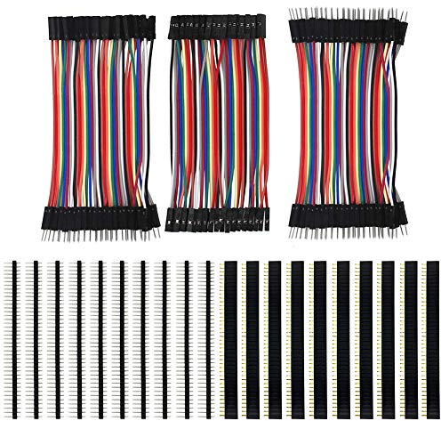 KeeYees 120pcs 3x10CM Jumper Wire Kabel Drahtbrücken Set 40pin Male zu Female, Male zu Male, Female zu Female mit 20pcs Kopfleisten Single Reihe 40pin PCB Stiftleiste 2,54mm für Arduino