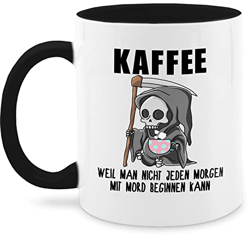 Tasse Tassen 325ml - Statement Sprüche - Weil man nicht jeden Morgen mit Mord beginnen kann - 325 ml - Schwarz - geschenk nachtwache spruchtasse sarkasmus tod kaffeetasse motivtassen spruchtassen