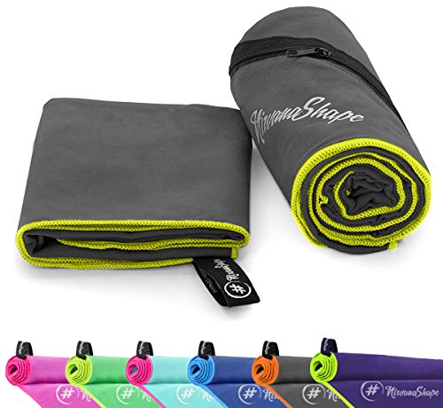 NirvanaShape Mikrofaser Handtuch, Microfaser Handtücher leicht, kompakt als Badetuch, Reisehandtuch, Strandtuch, Sporthandtuch, 2er Set L+S 140 x 70 + 60 x 40 cm
