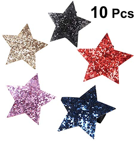 Frcolor, 10 fermagli per capelli a forma di stella, con paillettes, accessori per capelli per bambini e ragazze