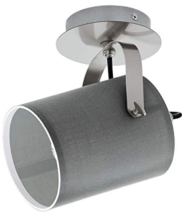 EGLO Wandlampe Villabate, 1 flammige Textil Wandleuchte, Material: Stahl, Stoff, Farbe: Nickel matt, grau, Fassung: E27